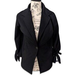 Caslon One Button Tie Detail Blazer Jacket Black Women's Medium NEW Pockets